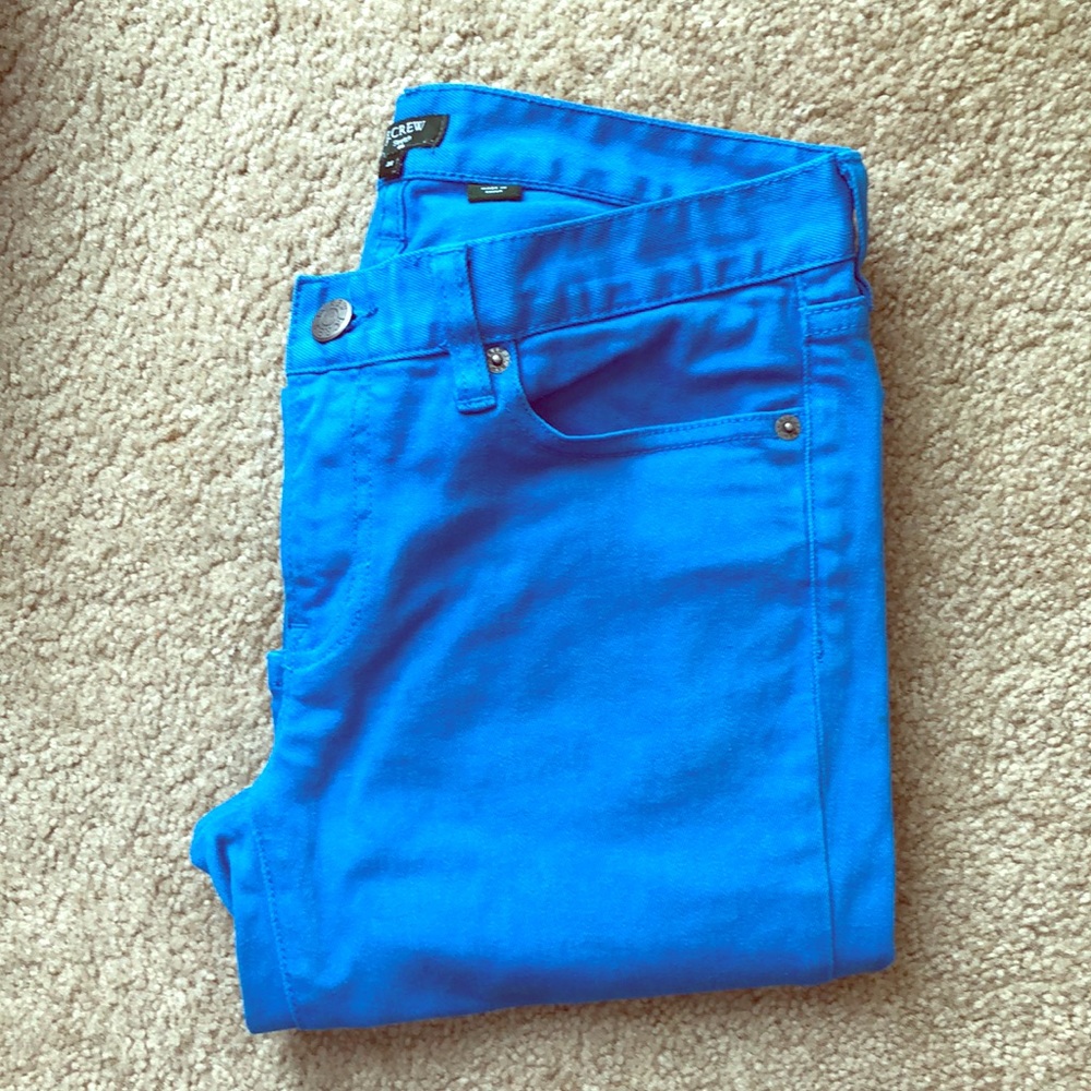 Dark/Neon blue stretch skinny jeans by JCREW